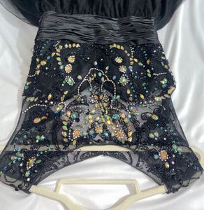 Black Stone Embellished Cocktail Short Dress