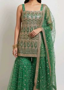 royal party wear green Without Dupatta 💚sharara s