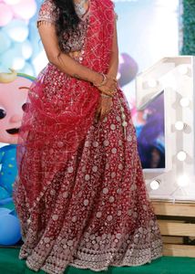 Red Embroidered Indian Lehenga Choli Set