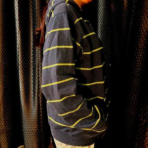 Striped Zip-Up Hoodie Freesize