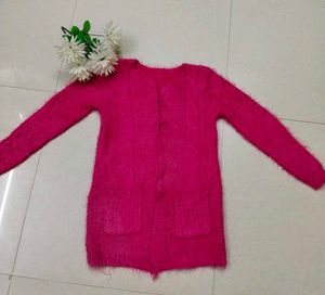 Stylish Pink Knit Cardigan