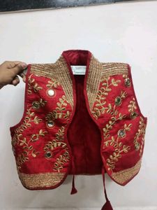 Red Worked Ethnic Overc Coat
