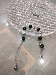 Black Beaded Silver Bracelet