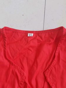 Red Ruffled Tie Top