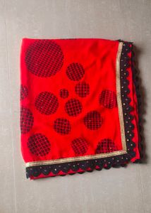 Black and Red Party Wear Georgette Saree