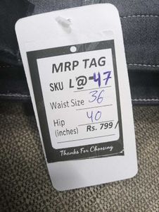 L@47 Size-36 Ripped Knee Black Jeans