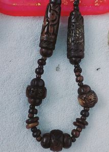 Hand Carved Wood Bead Necklace