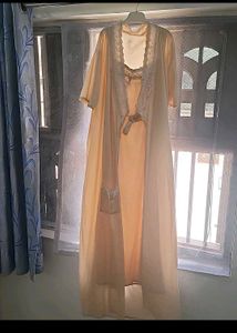 Vintage Peach Nightgown &amp; Robe Set