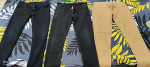 Special offer of Combo of 2 jeans: 1 black denim,waist-32 and 1 beige trouser,waist 30