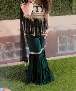 Green Embroidered Kurta Set