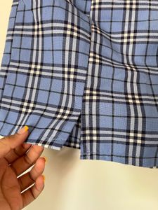 Blue Plaid Cropped Shirt
