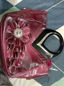 Maroon Floral Handbag