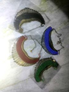 Hand Crafted Brass Plated Necklace Pack Of 4