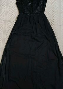 Maxi Black Party Wear Sequins Dress