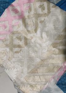Elegant White &amp; Gold Saree