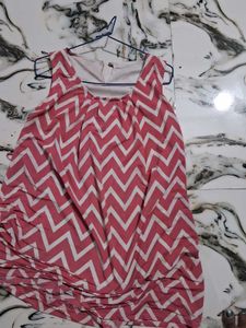Pink Chevron Sleeveless Dress