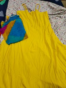 Yellow Frock Kurta With Dupatta