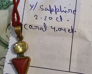 Natural Yellow Sapphire and Coral Pendant