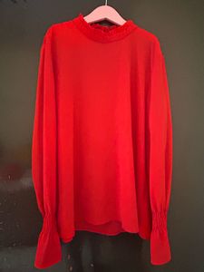 Red Ruffle Neck Top