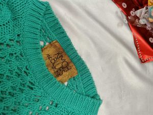 Teal/Sea Green Cropped Knit Sweater💚