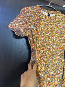 Floral side cutout dress