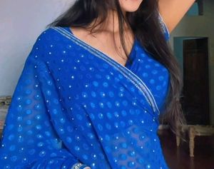 Royal Blue Y2k Saree Whith Blouse