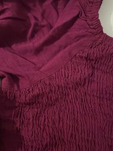 Burgundy Smocked Crop Top