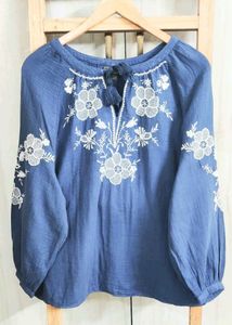 Embroidered Peasant Top size-44