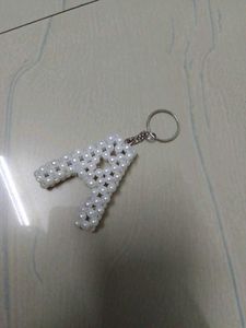 Pearl Beaded 'A' Keychain