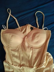 Shein Sxy Solid Ruched Satin Bodycon Dress New One