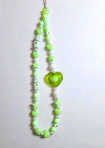 Green And White Beads Phone Charm