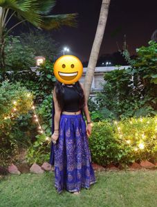 Royal Blue Printed Skirt From Jaipur