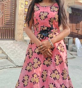 Pink Floral Embroidered Dress