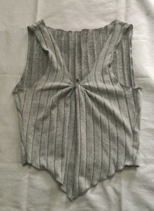 Gray Ribbed Knit Tank Top
