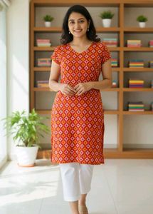 Stylish Red Printed Kurta