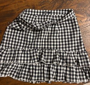 Gingham Ruffle Mini Skirt