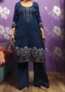 Elegant Blue Embroidered Kurta Set