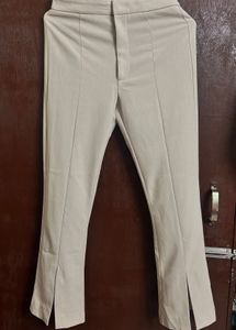 Split Hem Beige Pants