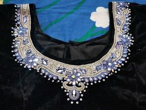 Black VELVET Embellished Blouse