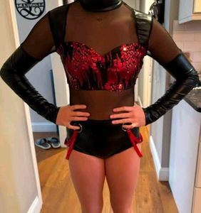 Leather &amp; Sequin Bodysuit