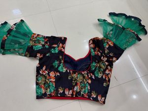 Floral Frill Sleeves Blouse 32 Bust