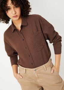 Max New Brown Seersucker Shirt For Ladies