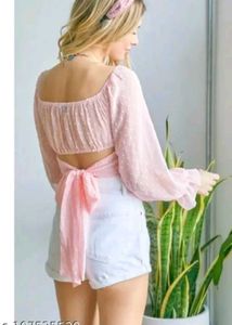 Pink Sheer Crop Top