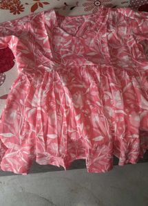 Floral Print V-Neck Short Kurti