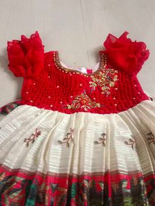 Red &amp; White Embroidered Dress