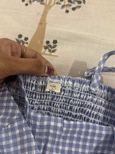 Gingham Button-Front Dress