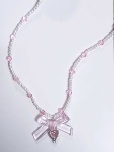 Handmade Coquette Pinterest Y2k Necklace Bow Heart