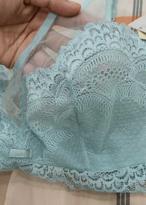 New Sky Blue Lace Branded Bra...32G