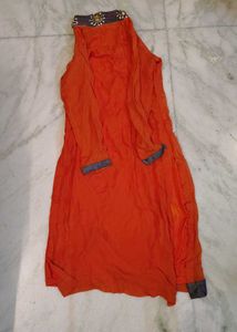 Orange Chiffon Kurti