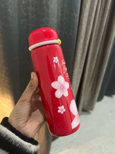 Red Floral Water Bottle